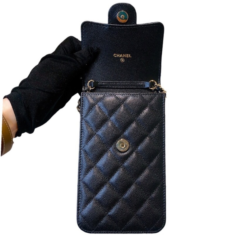 CHANEL Phone Pouch Black Caviar Skin Shoulder Bag - Picture 5 of 11